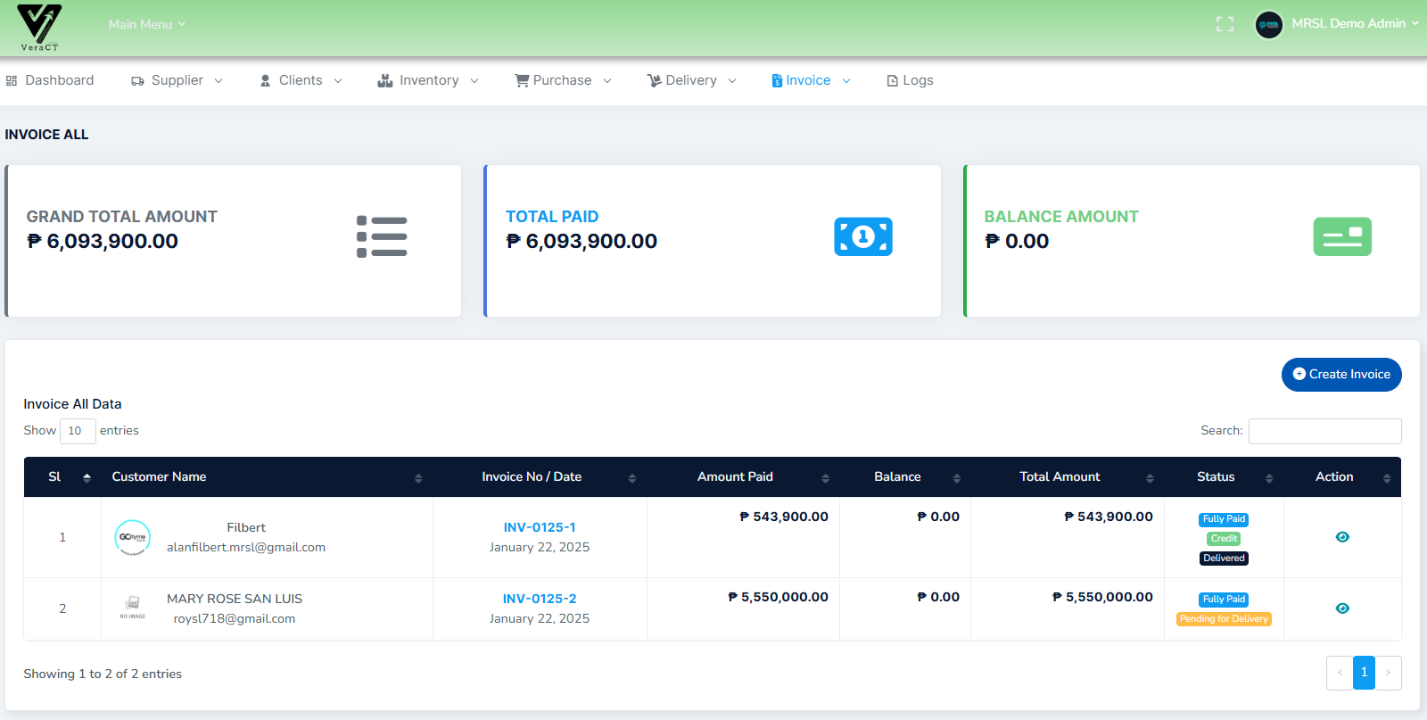 Invoices Dashboard