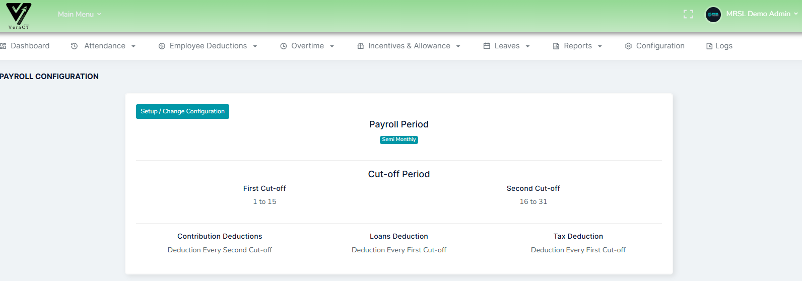 Payroll Configuration Editable